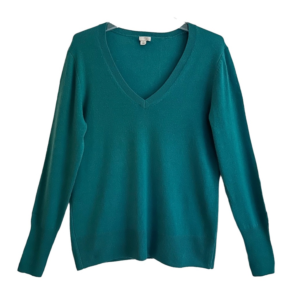 Halogen Nordstrom Teal V-Neck Cashmere Sweater XL EPC